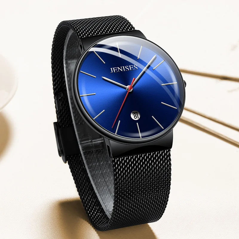

New Quartz Watch Men's Mesh Belt Ultra-thin Simple Watch Waterproof Business Fashion Luxury Watch Women