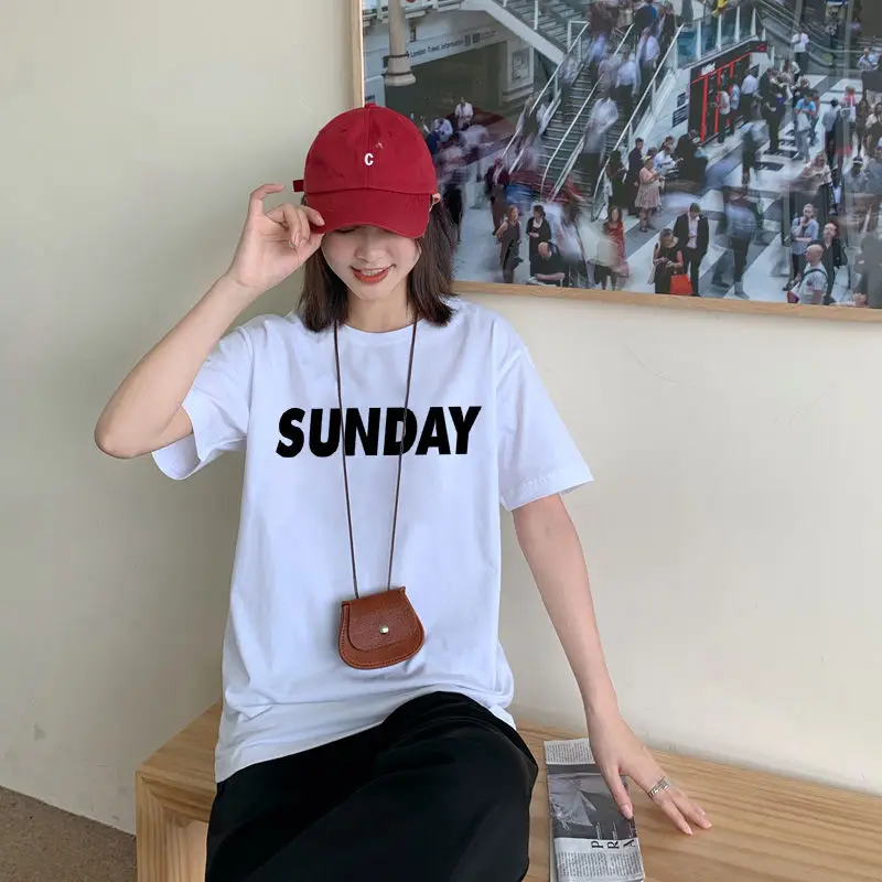 

Printed All-Match Loose Short-Sleeved T-Shirt Women'S Round Neck Casual Plus Size Top Summer