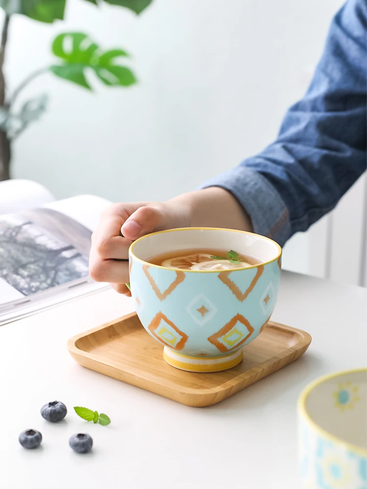 

400ml Nordic hand-painted characteristic milk breakfast cup large capacity ceramic coffee cups Kitchen Vintage Tableware