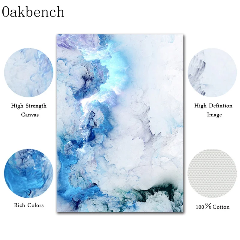 Абстрактная живопись с изображением синего мрамора холст картины для гостиной