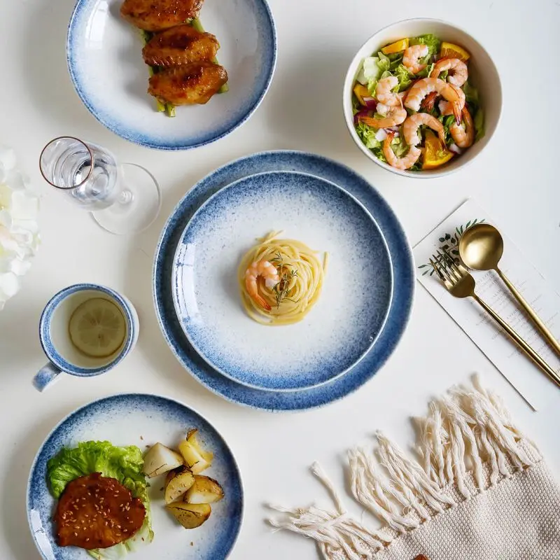 Керамическая тарелка в японском стиле для стейка столовая посуда кружка набор