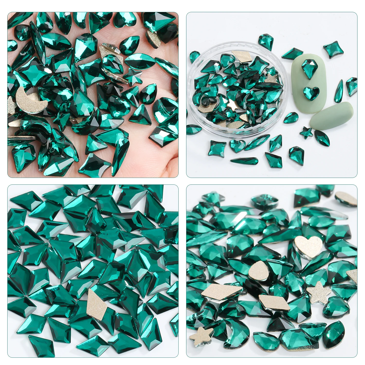 20/100 шт изумрудные Стразы для ногтей самоклеящиеся стразы с плоским основанием
