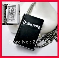 10pcslot death note 2021 fashion jewelry quartz pocket watches black notebook necklace cosplay mens toy pendant designer charms