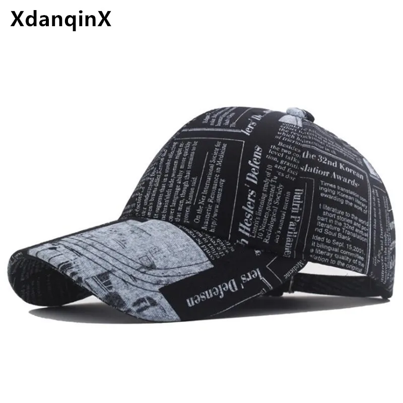 

XdanqinX ins style baseball caps for men women retro newspaper pattern tongue cap casual sports cap adjustable size couple hat