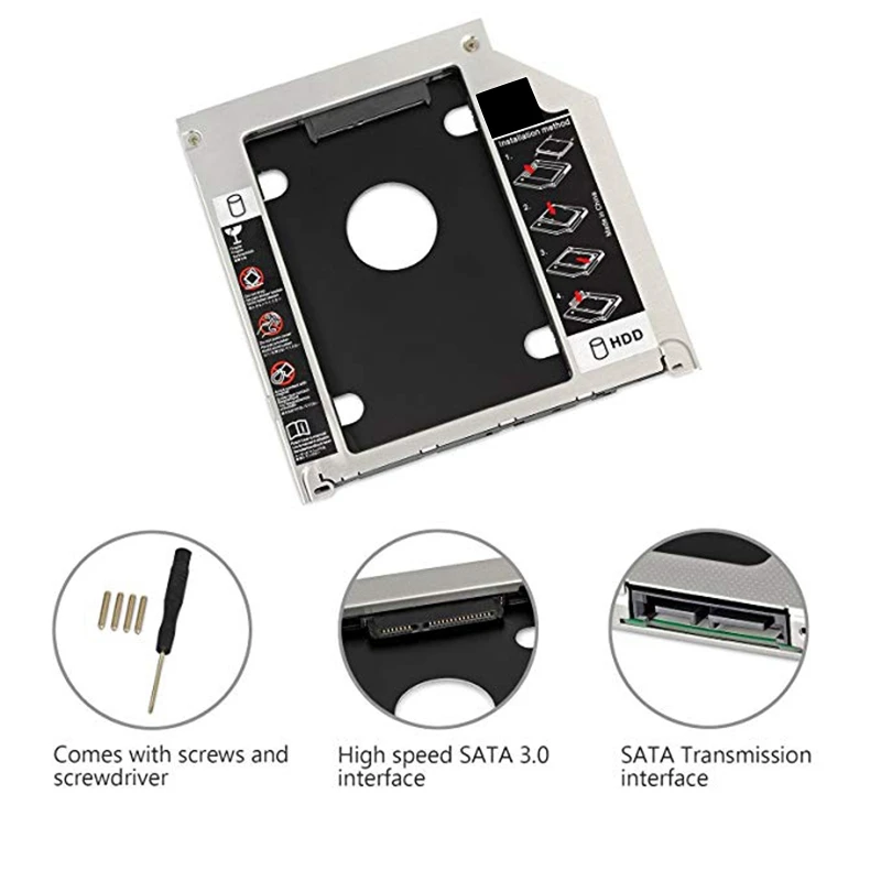 2 шт. аксессуары: 1 SATA 2Nd HDD HD SSD корпус жесткий диск Caddy чехол-лоток и Кабель-адаптер