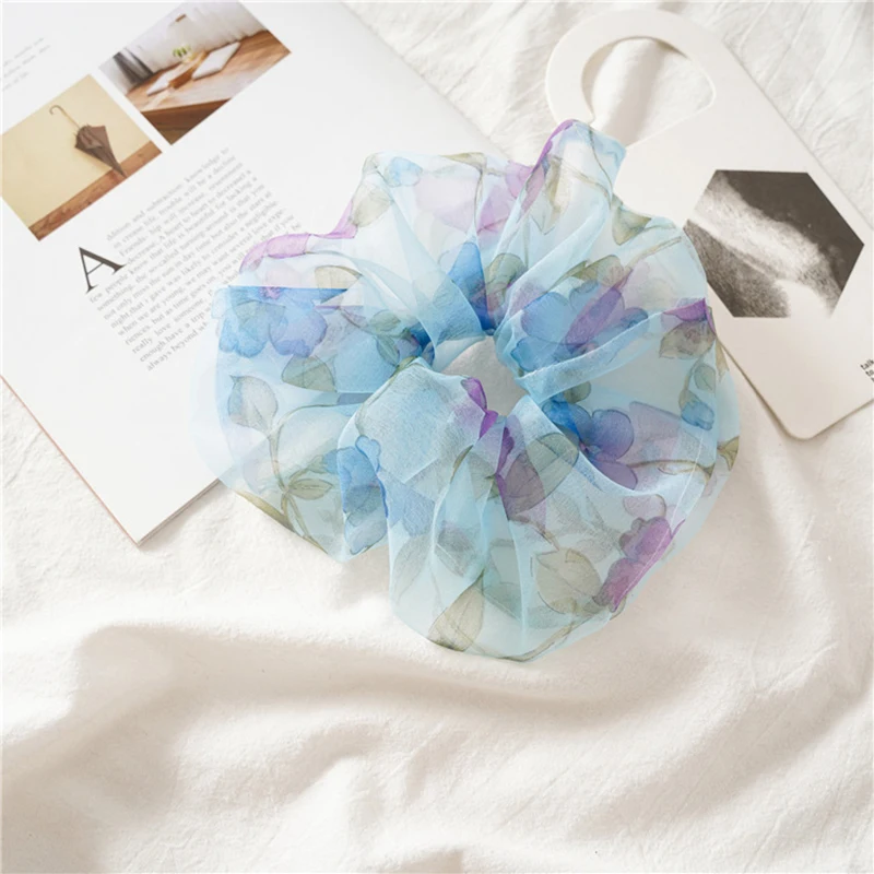 

Fashion Korean Floral Organza Hair tie For Women Scrunchies Ponytail Holder Rope Chiffon Elastic Hair Bands Hair Accessories