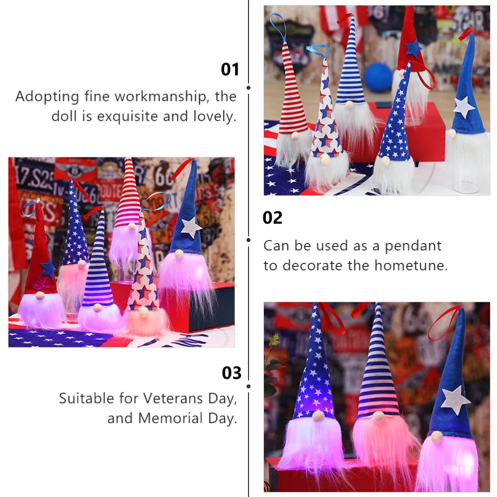 

3pcs Independence Day Gnome Pendants 4th of July Hanging Doll Decoration