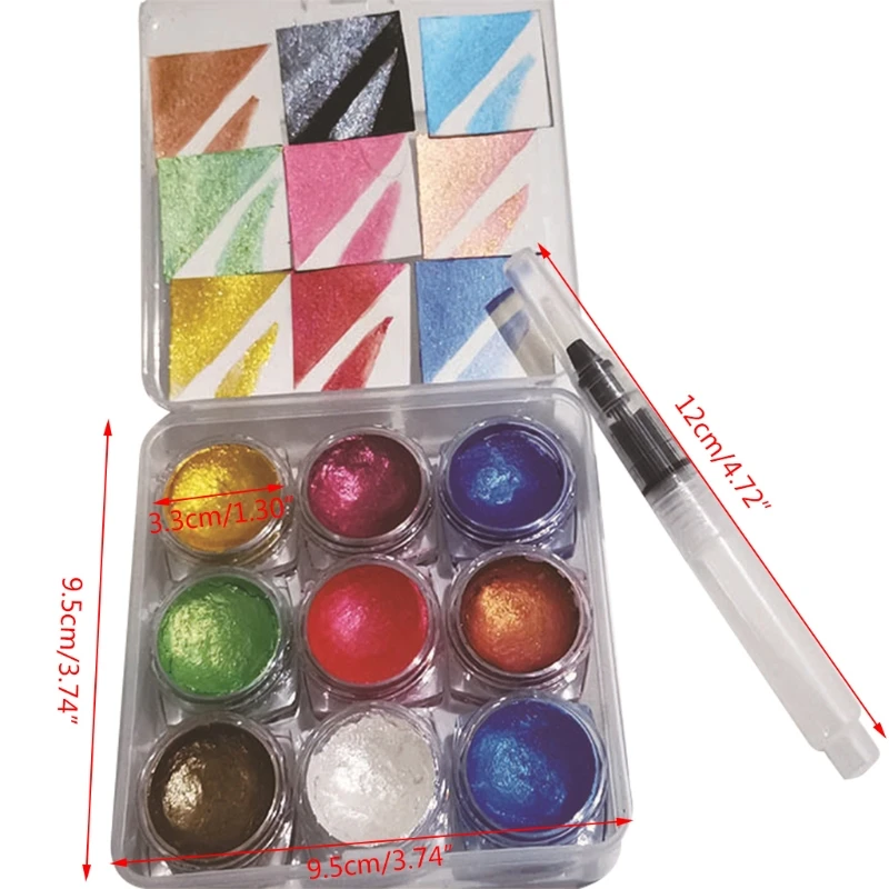 

9 Colors Pearlescent Powder Soft Artist Pearl Pastel Drawing Kit Pearlescent Medium Watercolor Epoxy Resin Pigment Craft