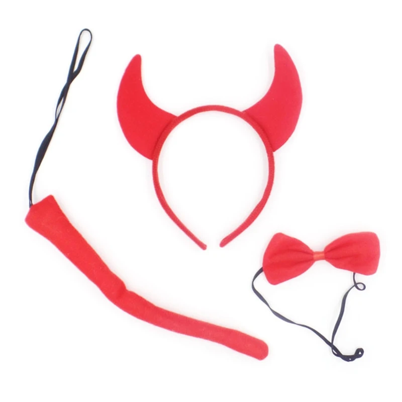 

Toddler Kids 3Pcs Animal Cosplay Costume Set Cat Ears Plush Headband with Long Tail Bow Tie Hallowee Party Outfits M19 21