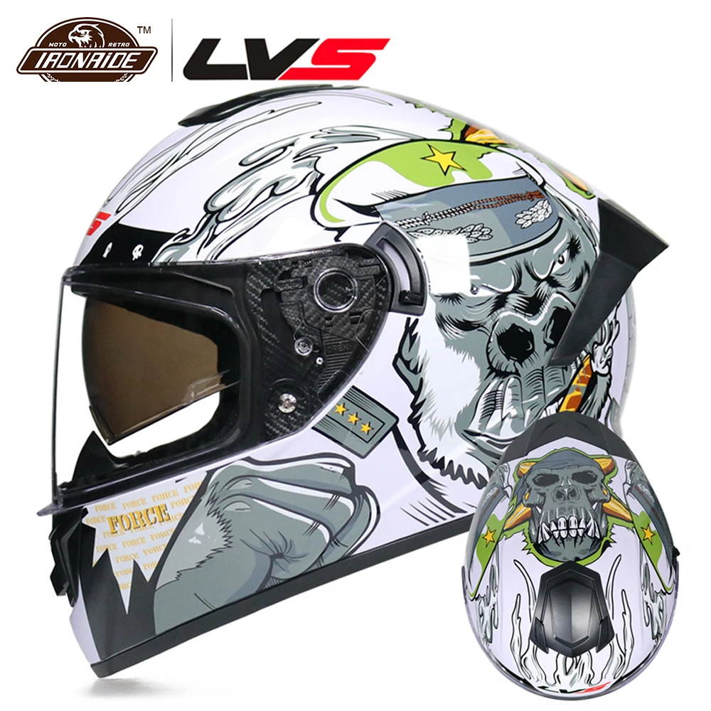

LVS New Motorcycle Helmet Men Full Face Motocross Helmet Moto Riding Racing Helmet Double Lens Crash Casco Moto DOT Approved