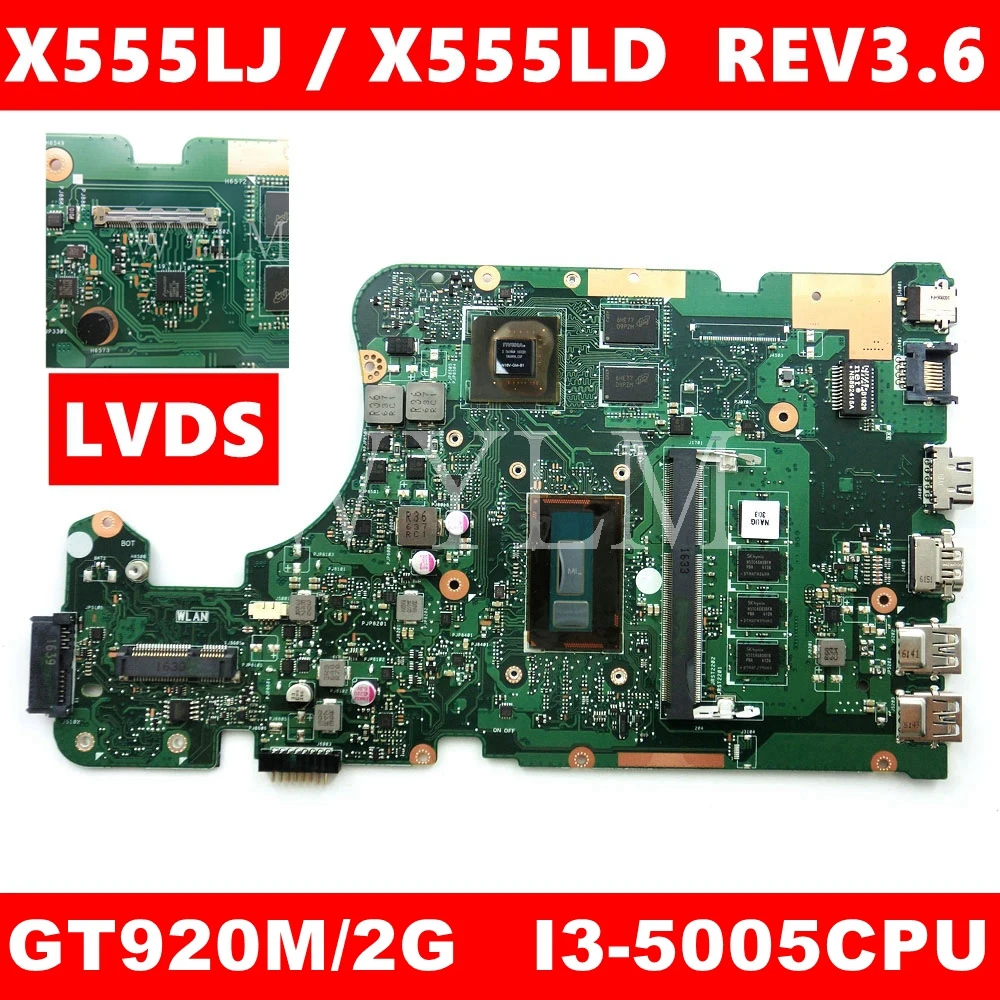 Материнская плата X555LJ MAIN_BD._ 4G/I3 5005CPU/AS GT920M/2G REV 3 6 для Asus LB X555LF X555LD X555L VM590L
