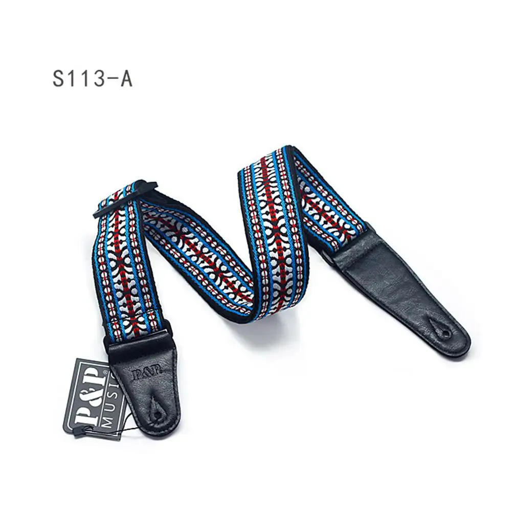 yiwa embroidered belt adjustable jacquard band with leather end for bass acoustic electric folk guitar bass musical instrument free global shipping