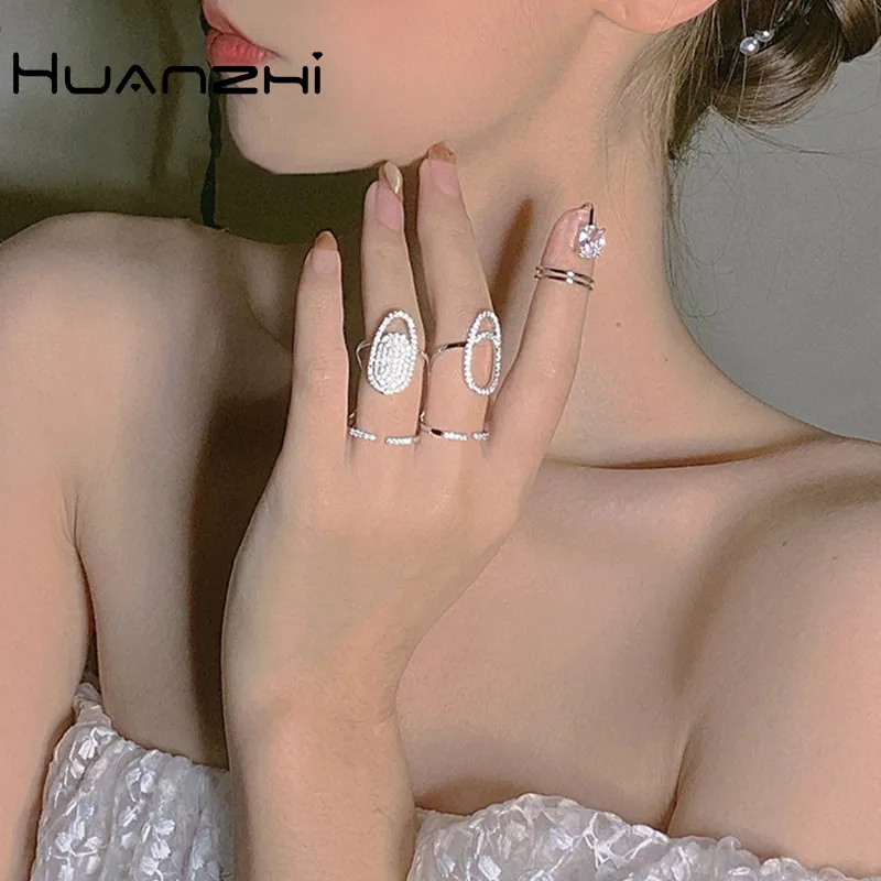 Кольца HUANZHI с инкрустацией на кончик пальца для женщин и девушек модные крутые