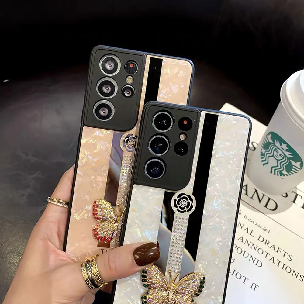Luxury Rhinestone Fashion 3D Butterfly Phone Case For Samsung Galaxy Note 20 Ultra S21 S20 Plus FE 5G A42 A72 Cover