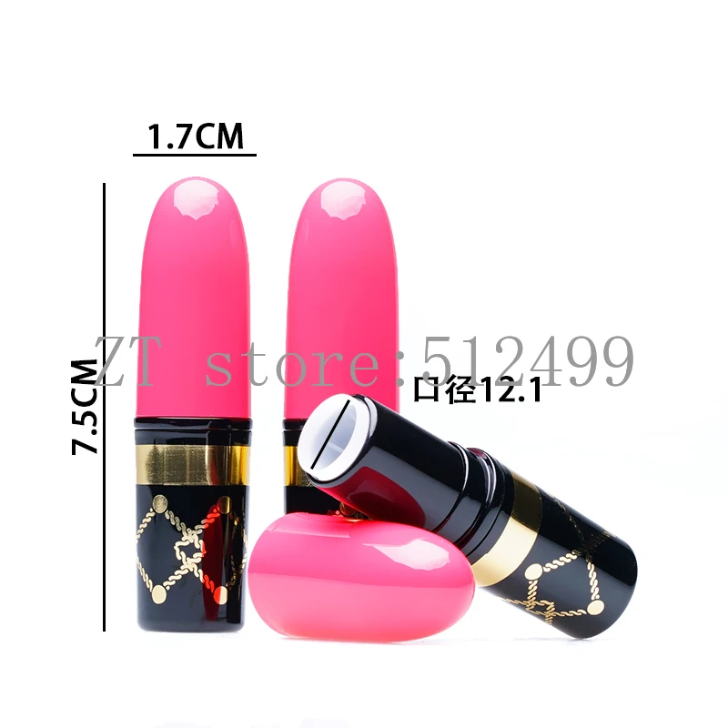 

10/20/50pcs Black Empty Lipstick Tube with Pink Cap DIY Fashion Pattern Bullet Lip Balm Pipe Shell Cosmetic Refillable Container