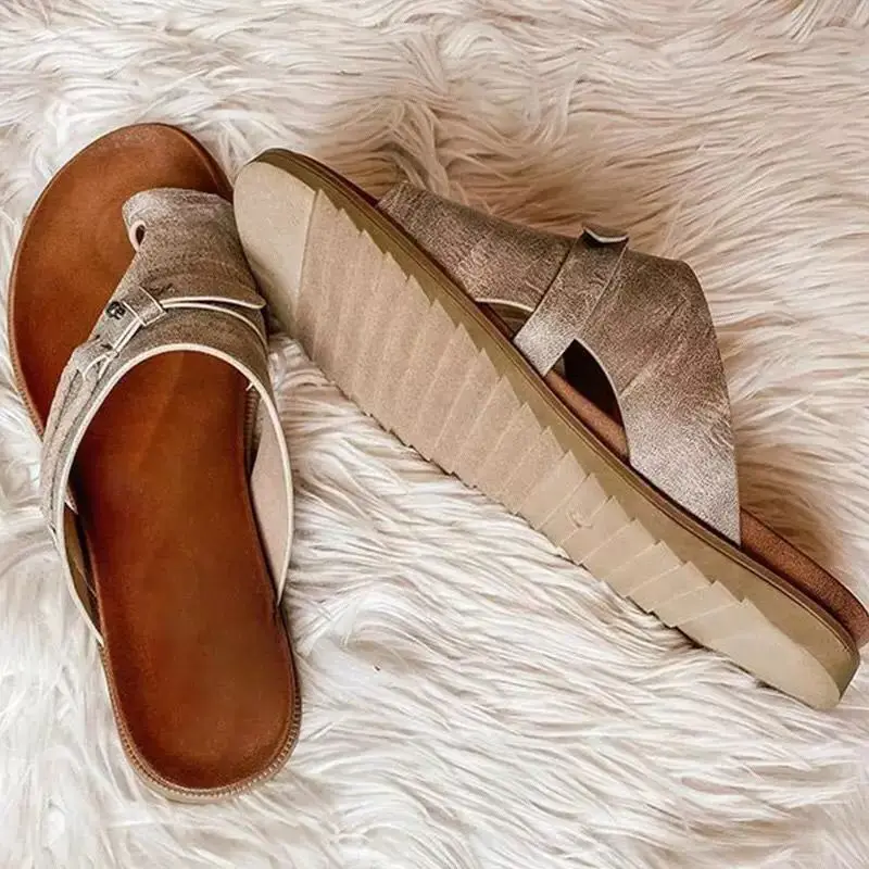 

2021 New Summer Slipper Women Retro Flip-Flops Slippers Flat Casual Non-Slip Ladies Slides Beach Sandals Females