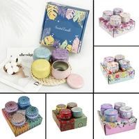 4pcs elegant flower tin box candle tin jar round empty case tea candy jewelry coin storage containers wedding favor gift