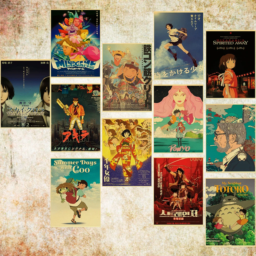 

Классический аниме постер Hayao Miyazaki, коллекционный постер, художественная живопись, крафт-бумага, принты, Настенная Наклейка для украшения к...