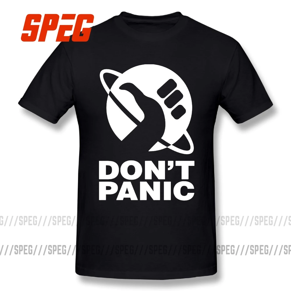 В Автостопом по Галактике логотип для мужчин футболка Don't Panic принт хлопковое