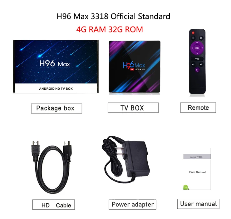 H96 Max 3318 A ТВ светодиодный дисплей Android 9,0 ТВ приставка 2,4G/5G Wifi RK3318 четырехъядерный BT 4,0 ТВ приставка H96Max 2G 16G/4G 32G/4G 64G - Цвет: 4G 32G