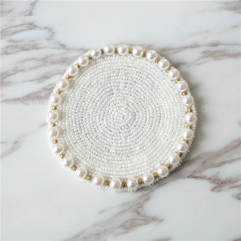 Жемчужные салфетки ручной работы для чашек романтичные коврики обеденного стола