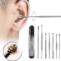 7pcs unisex stainless steel spring spiral ear pick spoon wax removal cleaner