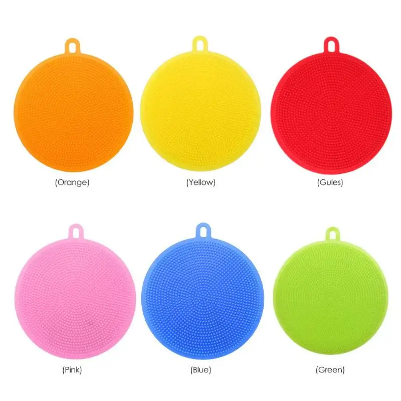 6 цветов круглая силиконовая щетка для мытья посуды кастрюля миска губка