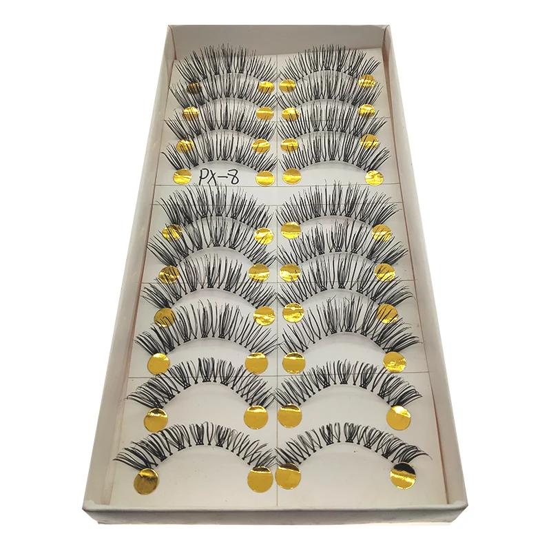 

10 pairs of 3D simulation chemical fiber eyelashes natural style thick and slender nude makeup realistic handmade eyelashes