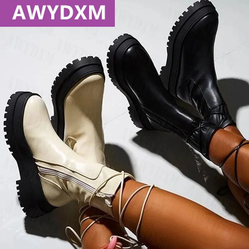 

Новинка 2021, зимние Дизайнерские теплые модные ботильоны челси на массивной платформе с молнией и средним каблуком, зимние ботинки, женская ...