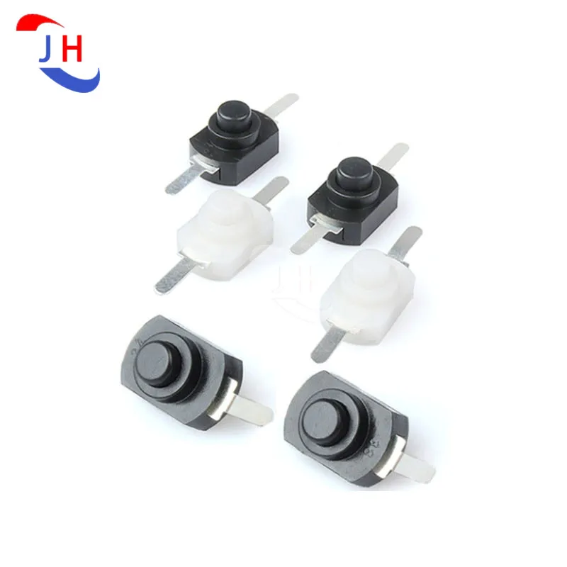 

20PCS 1208YD Black White Straight Foot Bent Foot Small Button Switch Flashlight Self-Locking Control Switch 1208 Black And White