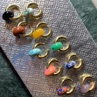 Женские серьги из нержавеющей стали сережки с натуральным камнем, с малахитовым нефритом, Лазуритом, разные подарки