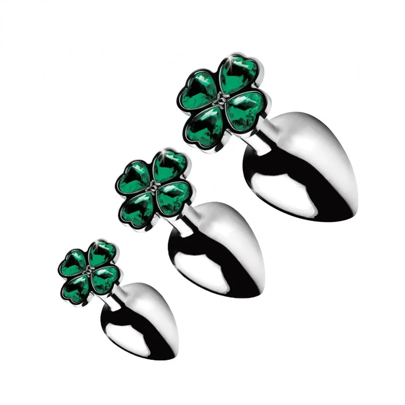 Large medium small 3pcs as 1 set new metal anal plug beads four leaf cover butt jewelry insert gay anus sex toys men women | Красота и