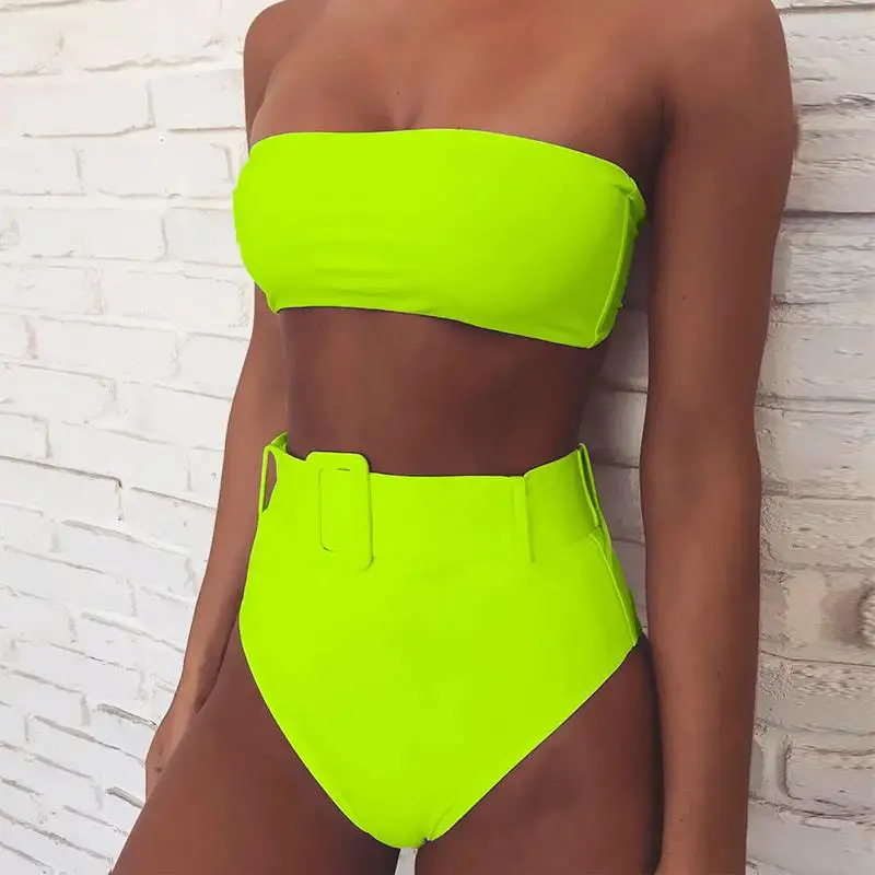 Misswim бикини с высокой талией 2020 бандо купальник для женщин купальный костюм