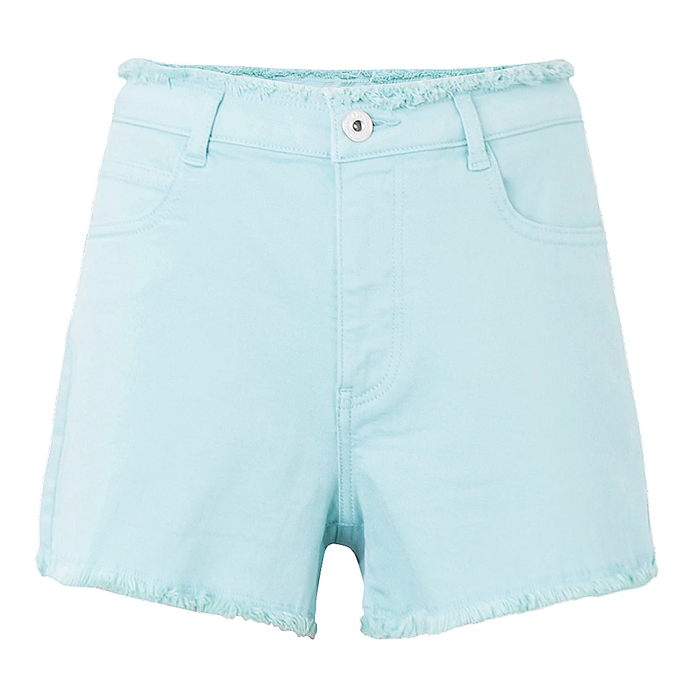 Metersbonwe Europe Crimping Solid Color Denim Shorts For Women Summer New Brand Trendy Slim Casual Womens High Waist | Женская одежда