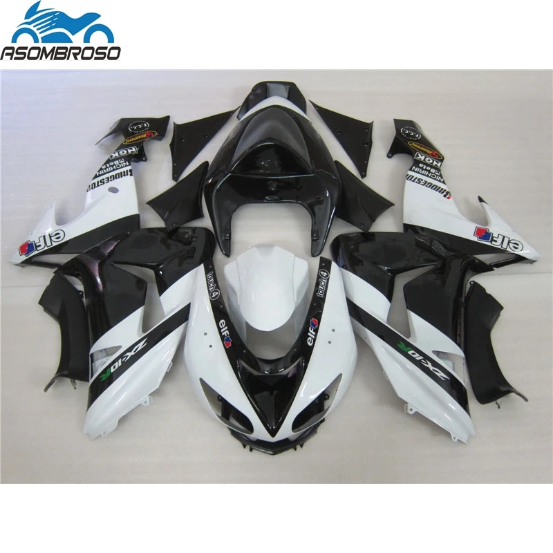 

Lowest Price Motorcycle Bodyworks for Kawasaki Ninja ZX10R fairing kit 2006-2007 white black fairing set zx10r 06 07 GH38