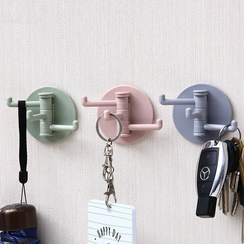 

Rotating Adhesive Wall Hooks Seamless Strong Stick Rotatable Hook Kitchen Wall Hole-Free Hanger Bathroom Kitchen supplies Hooks
