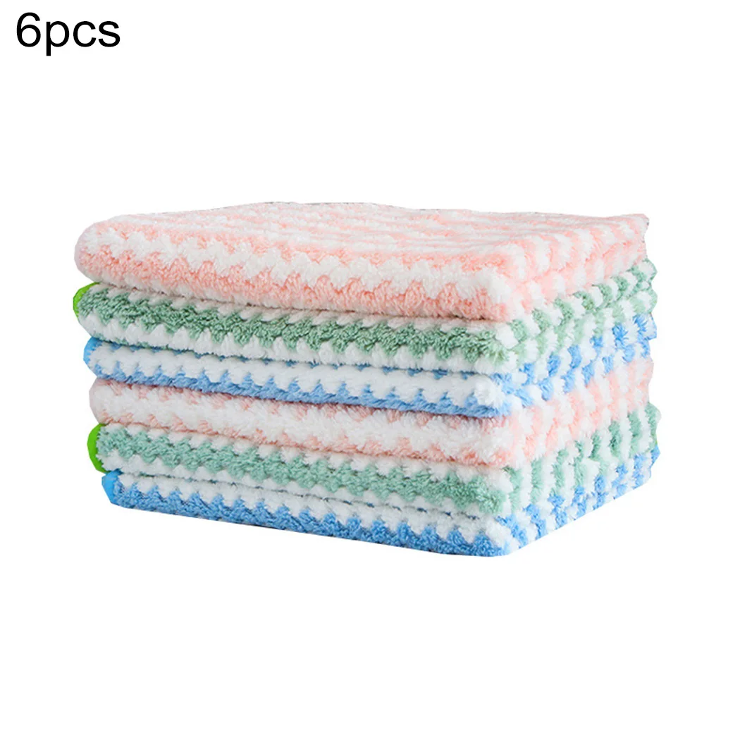 

25*25cm Towel Rag 6pcs Cleaning Cloths Dish Drying Hand Kitchen Microfibre