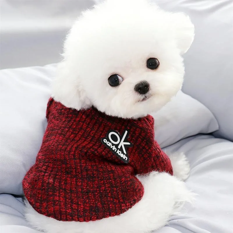 

Dog Clothes Winter Knitted Dog Coat Small Dog Sweater Shih Chihuahua Poodle Puppy Jacket Pet Jumper Sweater For Dogs Cats S-XXL