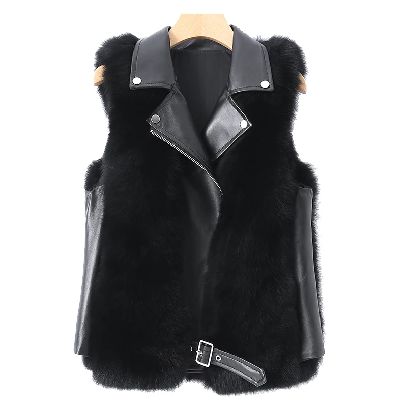2020 New Real Fox  Fur Vest For Women Fashion Fur Coat good quality New locomotive whole skin fox fur