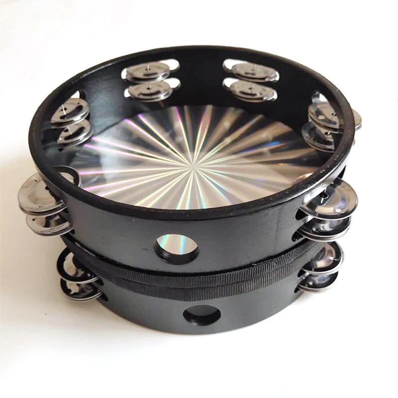 Деревянный Ручной Тамбурин ручной с двумя рядами металлических Jingels