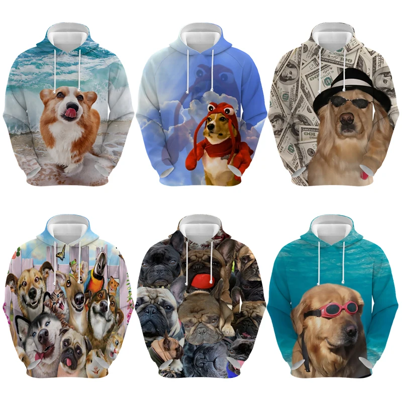 

Boys sweatshirts 3D printing mans women Pet Animal Dog Series pullover animals long sleeve hoodies girls tops thin hoodie