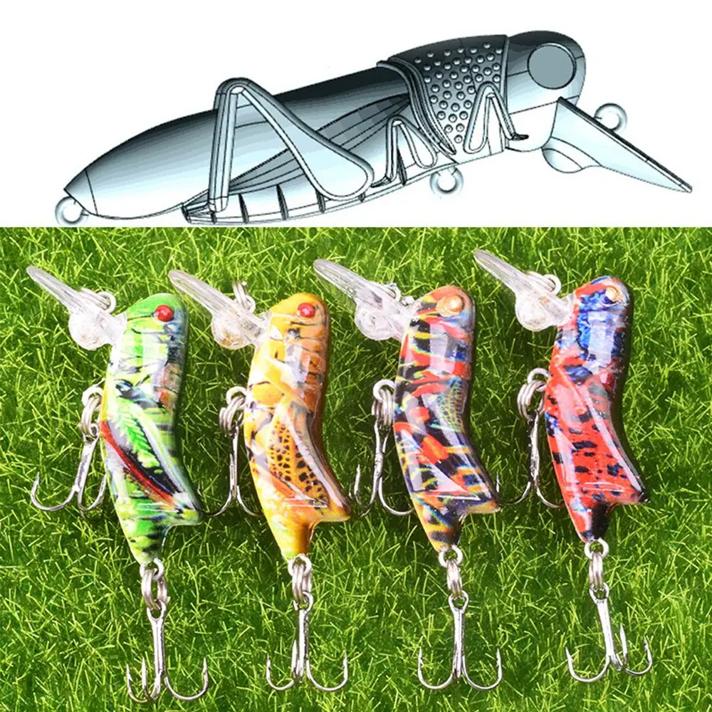 

Painting Luminous Swim Plastic Hard Crank Crankbait Grasshopper Insects Fishing Lure Bionic Bait