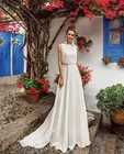 Женское шифоновое свадебное платье It's yiiya, белое платье с круглым вырезом и кисточками на спине на лето 2019