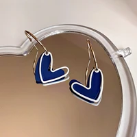 s925 needle women jewelry heart earrings sweet design hot selling golden plating blue white love drop earrings for girl gifts