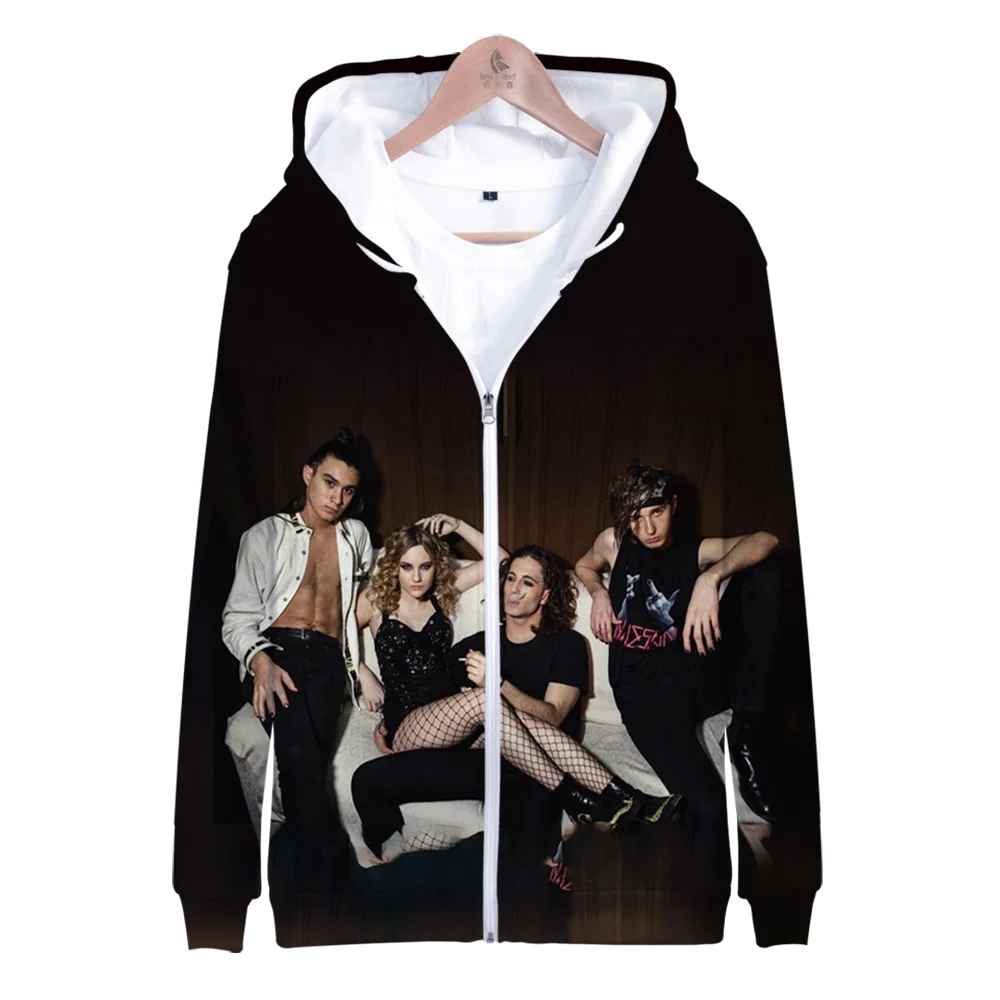 Толстовка Maneskin с 3D принтом для мужчин и женщин свитшот на молнии длинным рукавом