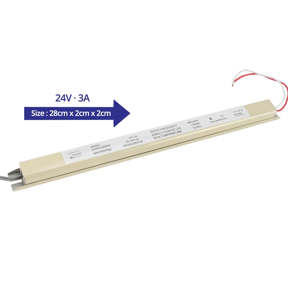 24V 3A DC12V 1.5A 2A 3A 4A 5A светодиодный драйвер AC110V~ 220V Ультра тонкий светодиодный источник питания Светильник ing трансформатор для тонкий рекламный светильник - Цвет: 24V 3A