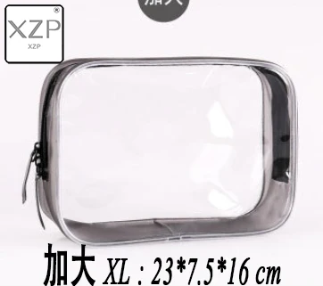 XL XZP Transparent Cosmetic Bag PVC Women Zipper Clear Makeup Bags Beauty Case Make Up Organizer Storage Bath Toiletry Wash Bag - Цвет: XL