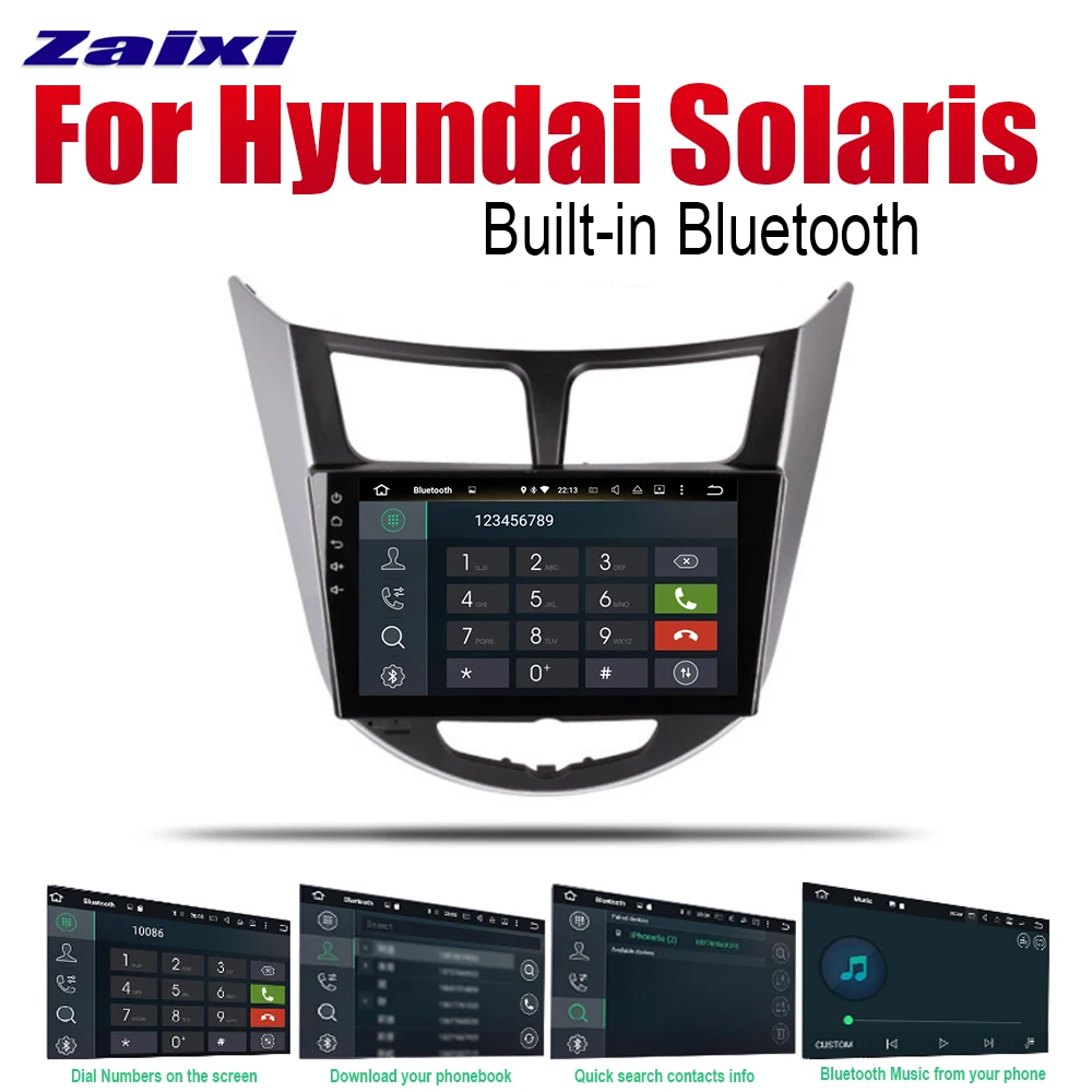 Автомагнитола на Android с GPS-навигацией для Hyundai Solaris 2011-2018 мультимедийная система