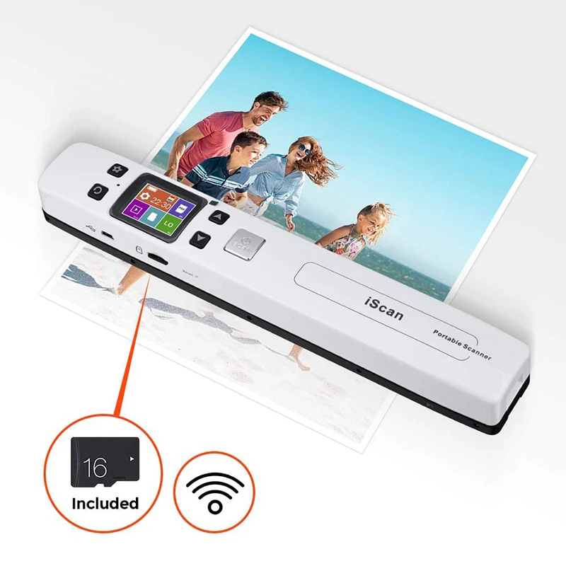 

Portable Scanners for Photo, Document, Receipts, Old Pictures, Built-in WiFi, 1050/600/300 DPI Resolution, Rechargeable
