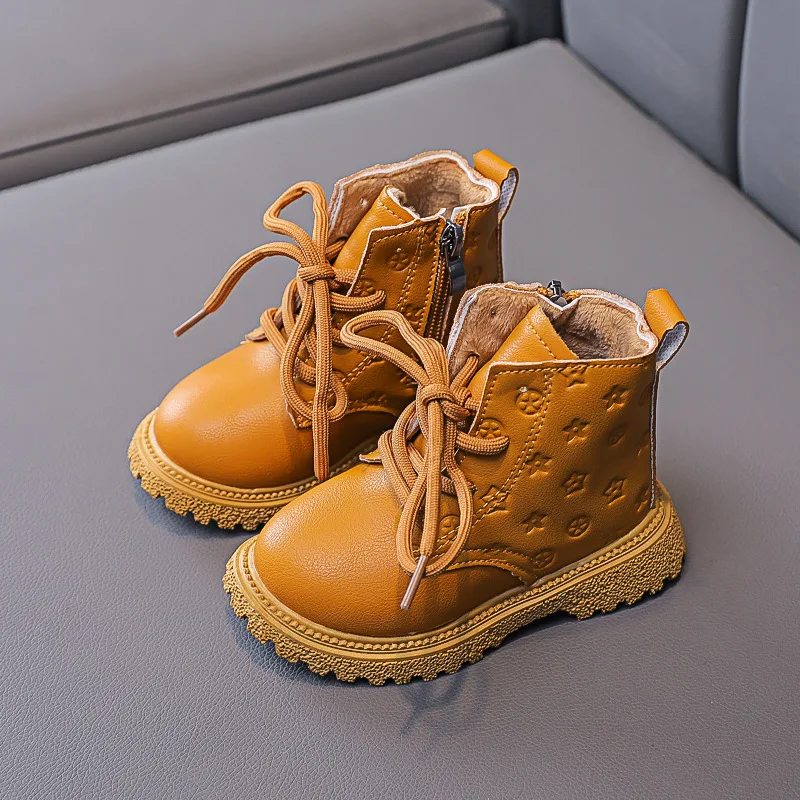 

British Style Children Boots Winter Warm Cotton Boots Baby Waterproof Shoes Girls Short Boots Sapatilhas Infantil Size 21-30